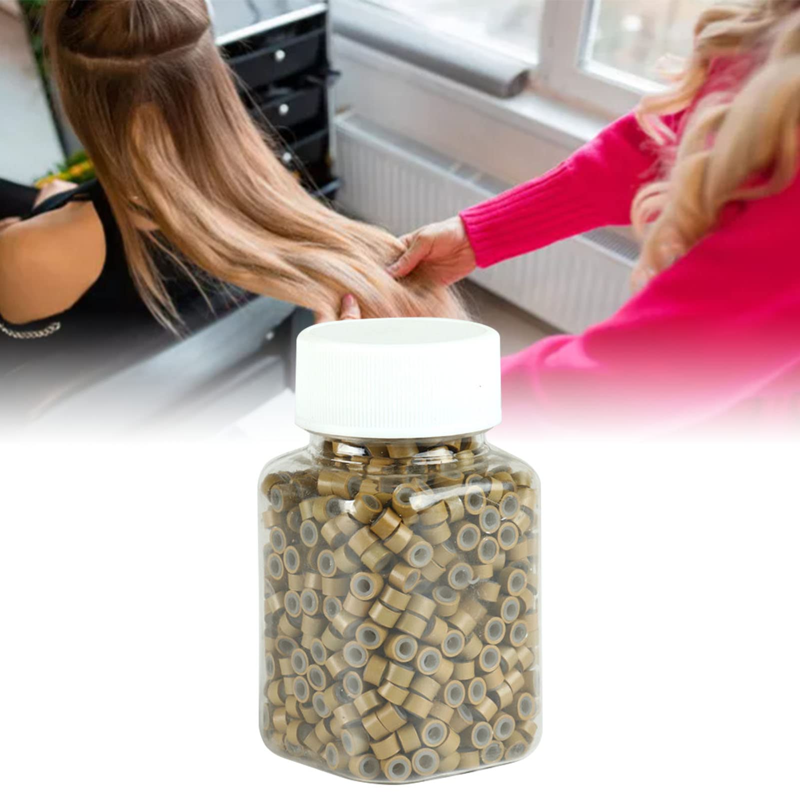 Tissting Micro Anneaux Extensions Cheveux Brun Clair 500 Pcs Silicone