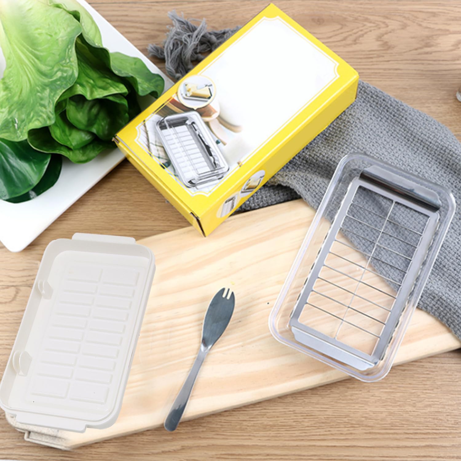 Tissting Kitchen Beurrier avec Couvercle Inox Blanc 19 cm