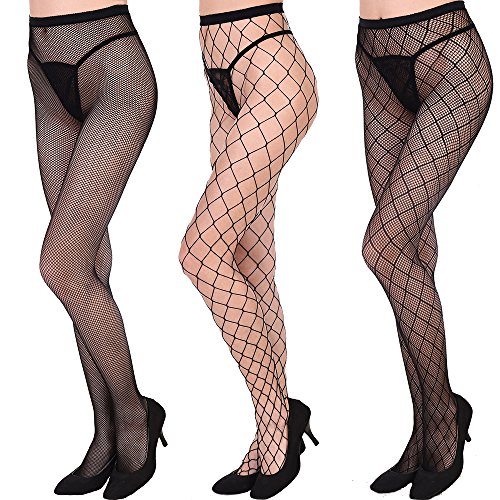 FEPITO Collants Résille Noirs S-M Taille Haute