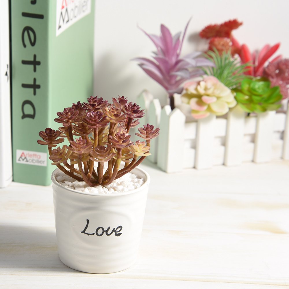 FEPITO Plantes Succulentes Artificielles 20 Pièces Vert Rouge