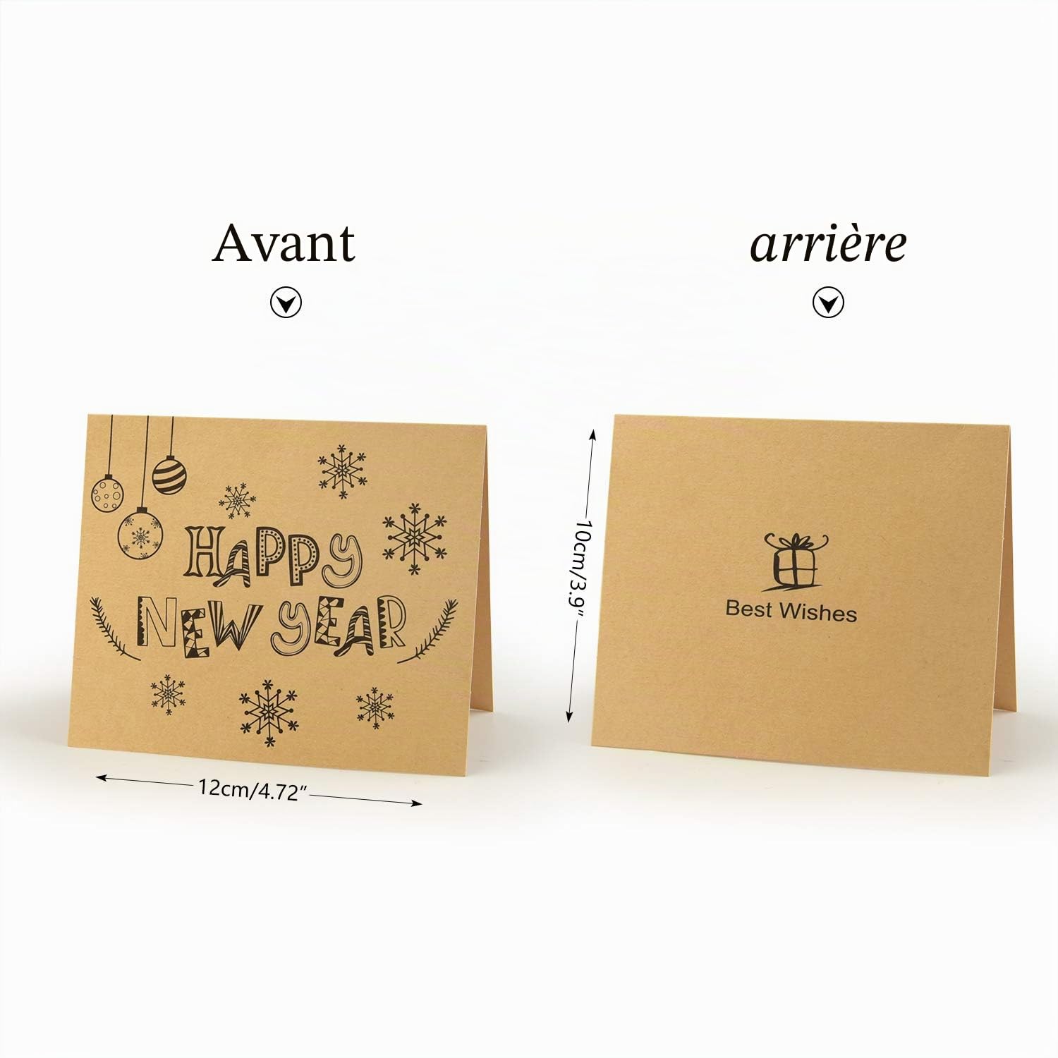 FEPITO cartes de voeux Bonne Année kraft 36 pièces