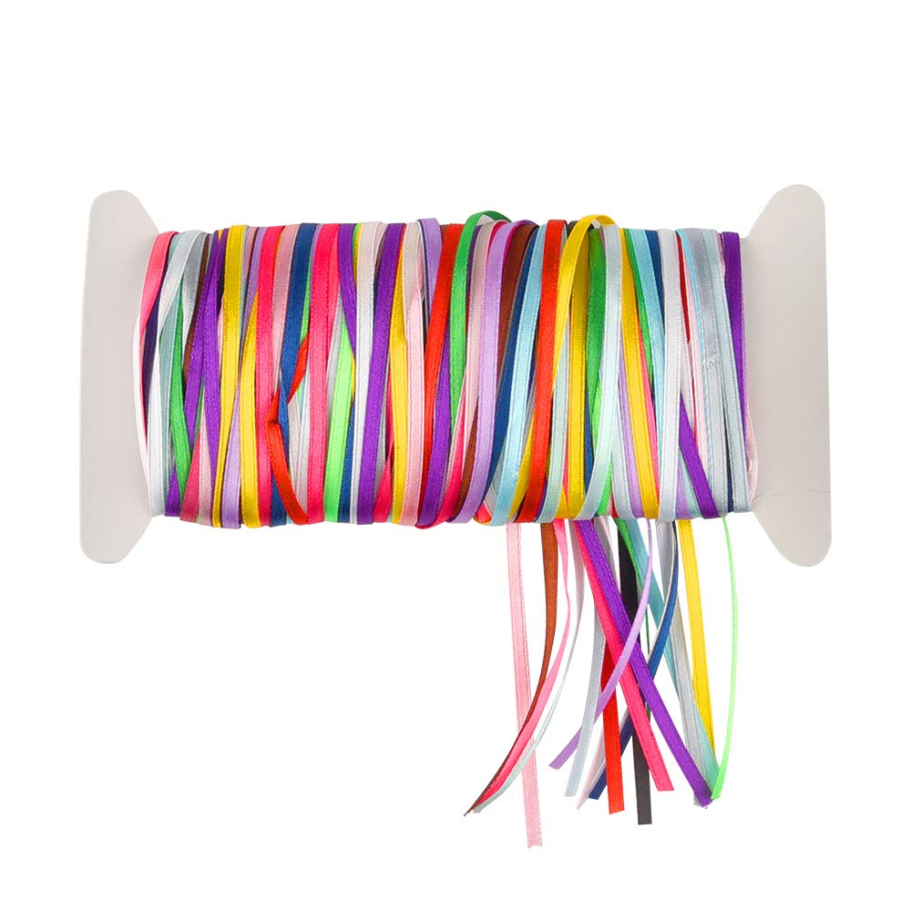 FEPITO Ruban Satin Double Face 18 Couleurs 3 mm x 4 m