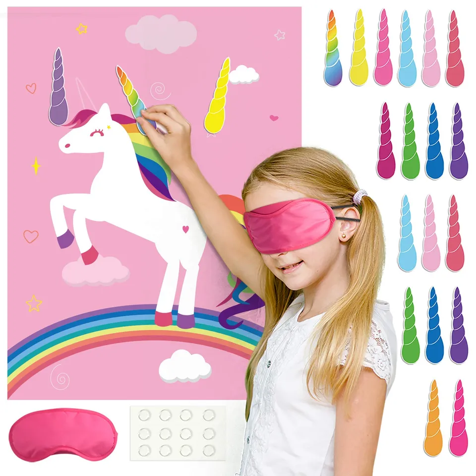FEPITO Party Games Pin Horn Unicorn jeu rose