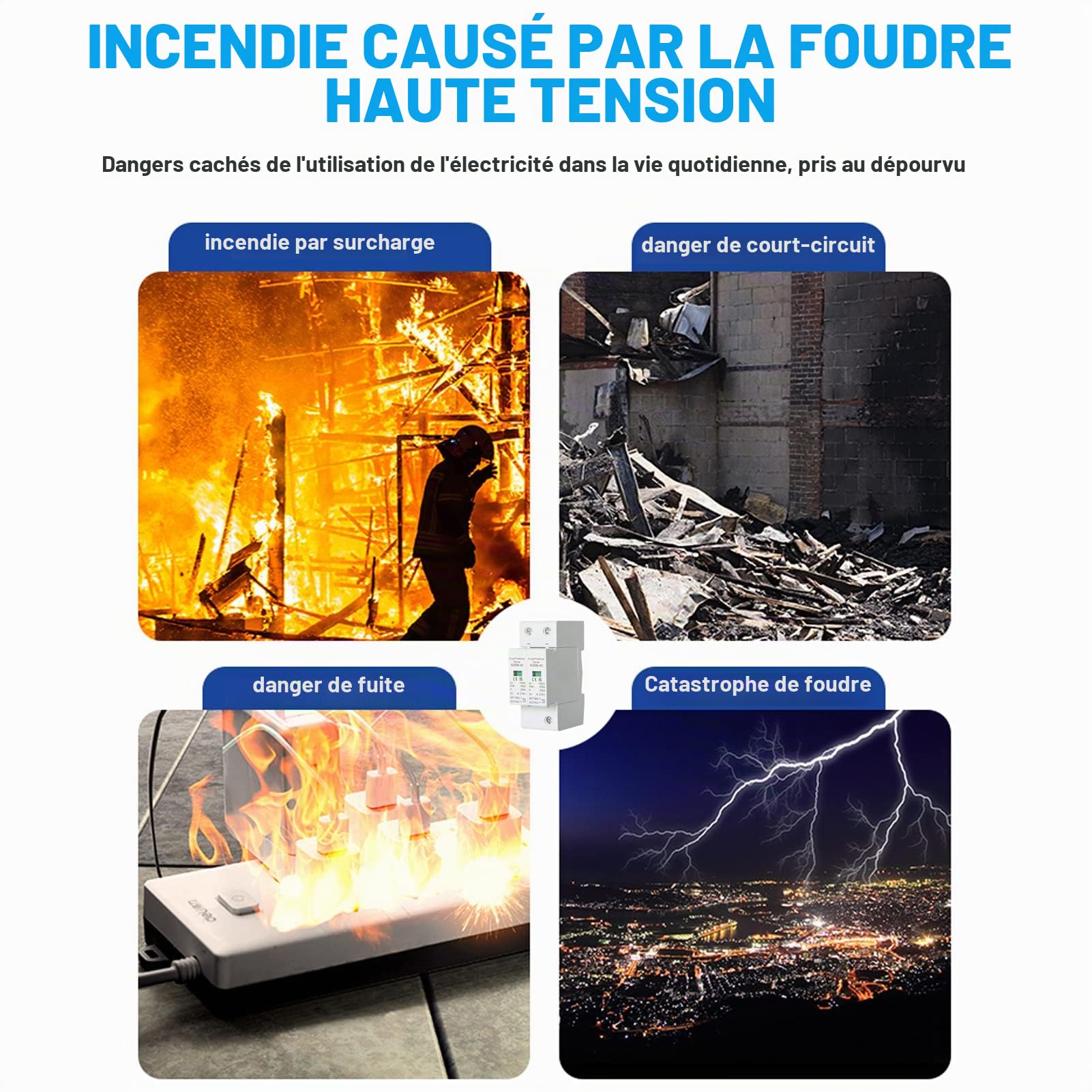Jadeshay Parafoudre 2P 40kA 220V Rail DIN Maison