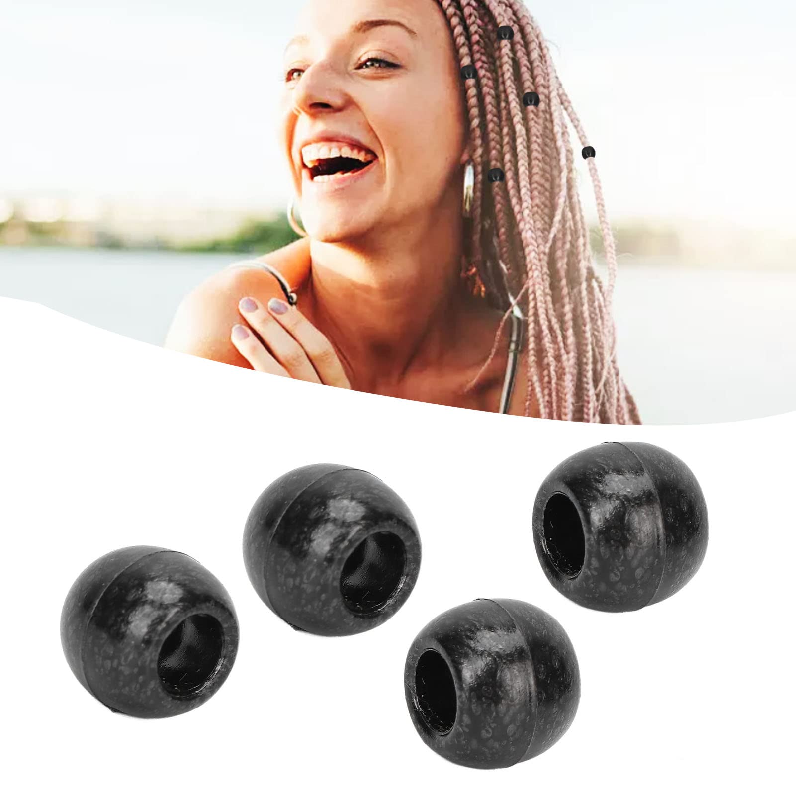 Tissting Perles Barbe Dreadlocks Plastique Noir 70 Pièces
