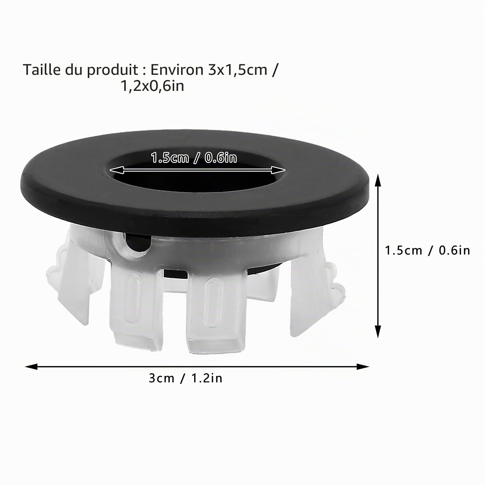 Tissting Anneau Trop-Plein Évier 3,5cm Laiton Noir