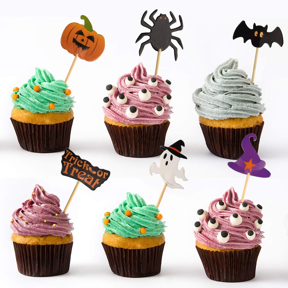 FEPITO Halloween cupcake topper cure-dent x60 décor