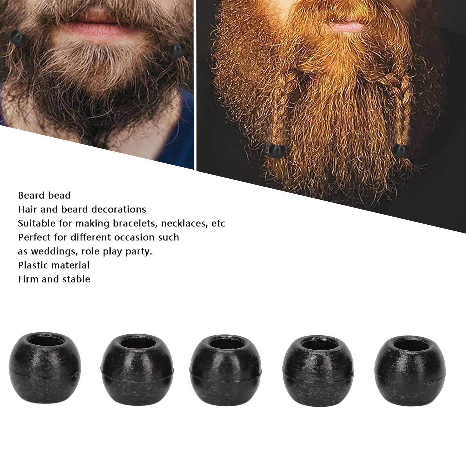 Tissting Perles Barbe Dreadlocks Plastique Noir 70 Pièces
