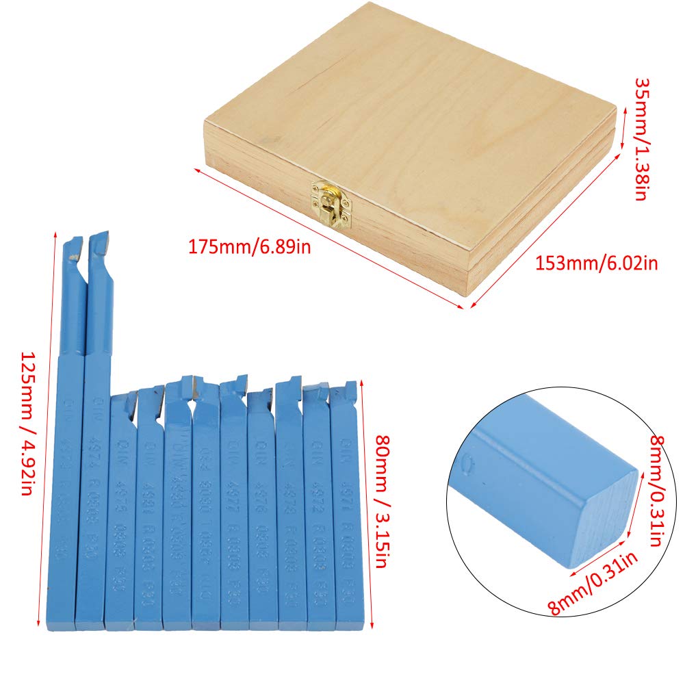 Ejoyous Home Improvement Tool 11 outils de tour 8x8mm carbure