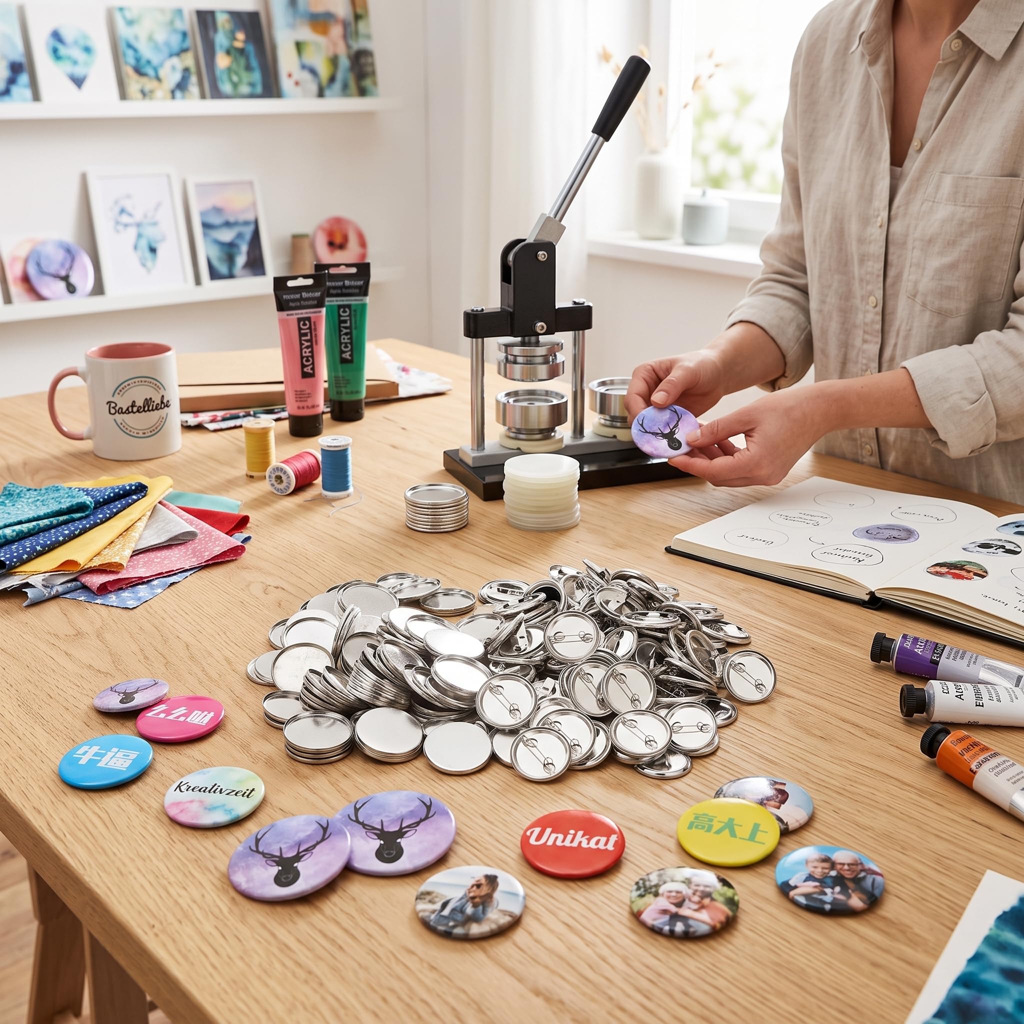 Ejoyous Badges vierges métal 32 mm x100