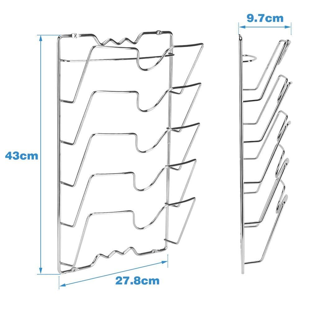 Ejoyous Kitchen porte-couvercles mural 5 chrome 43cm