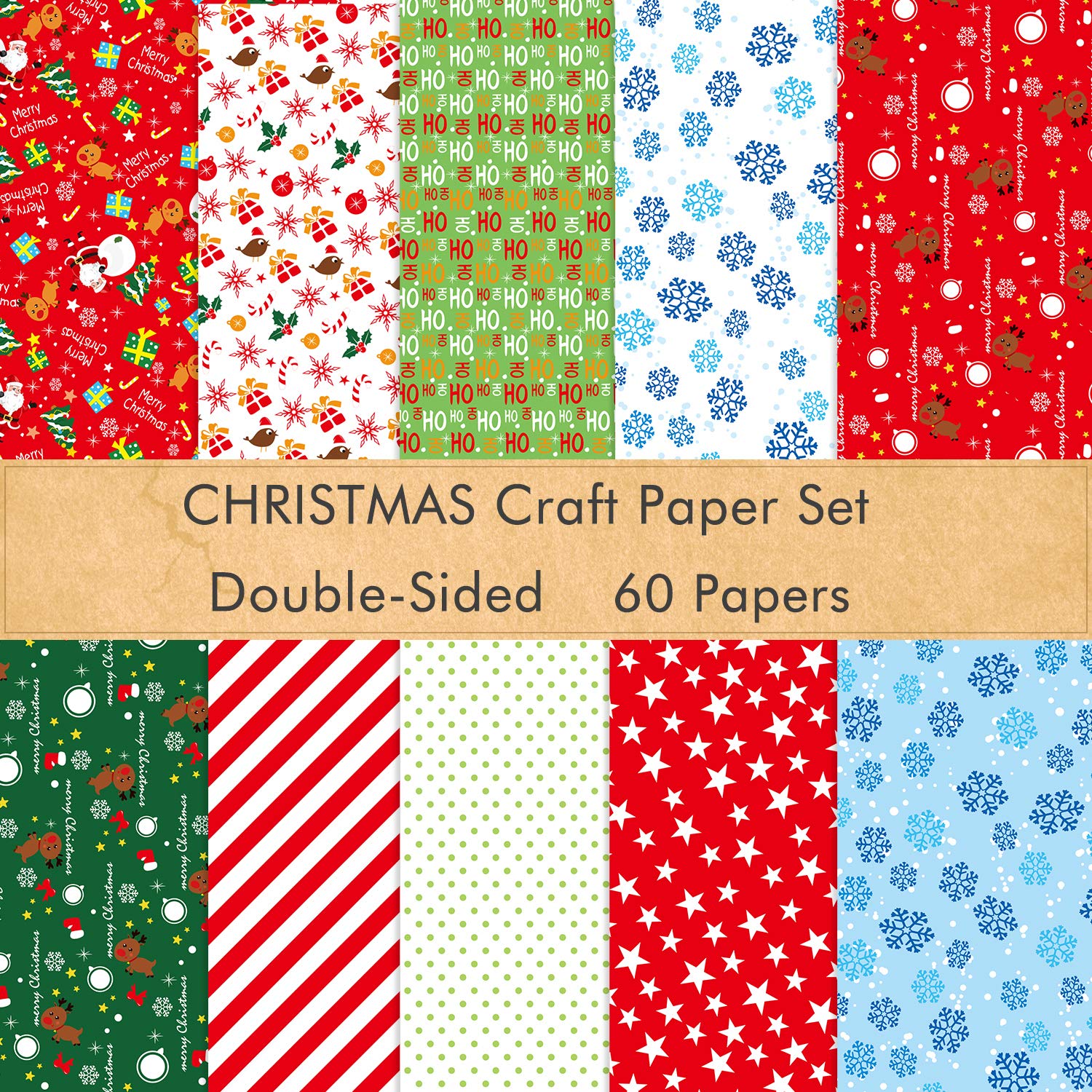 FEPITO papier décoratif Noël A4 30 feuilles 10 motifs