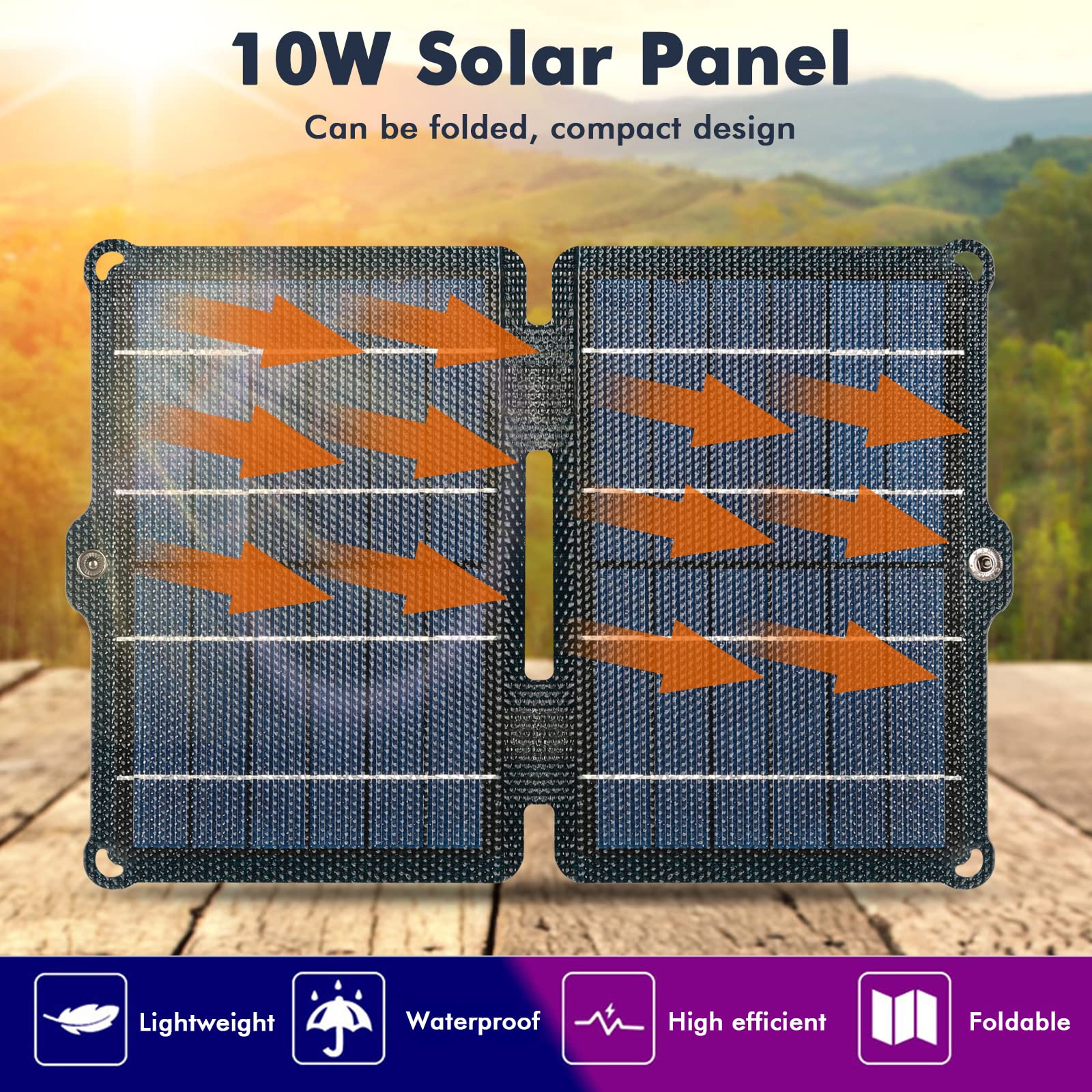Jadeshay chargeur solaire pliable 10W monocristallin USB