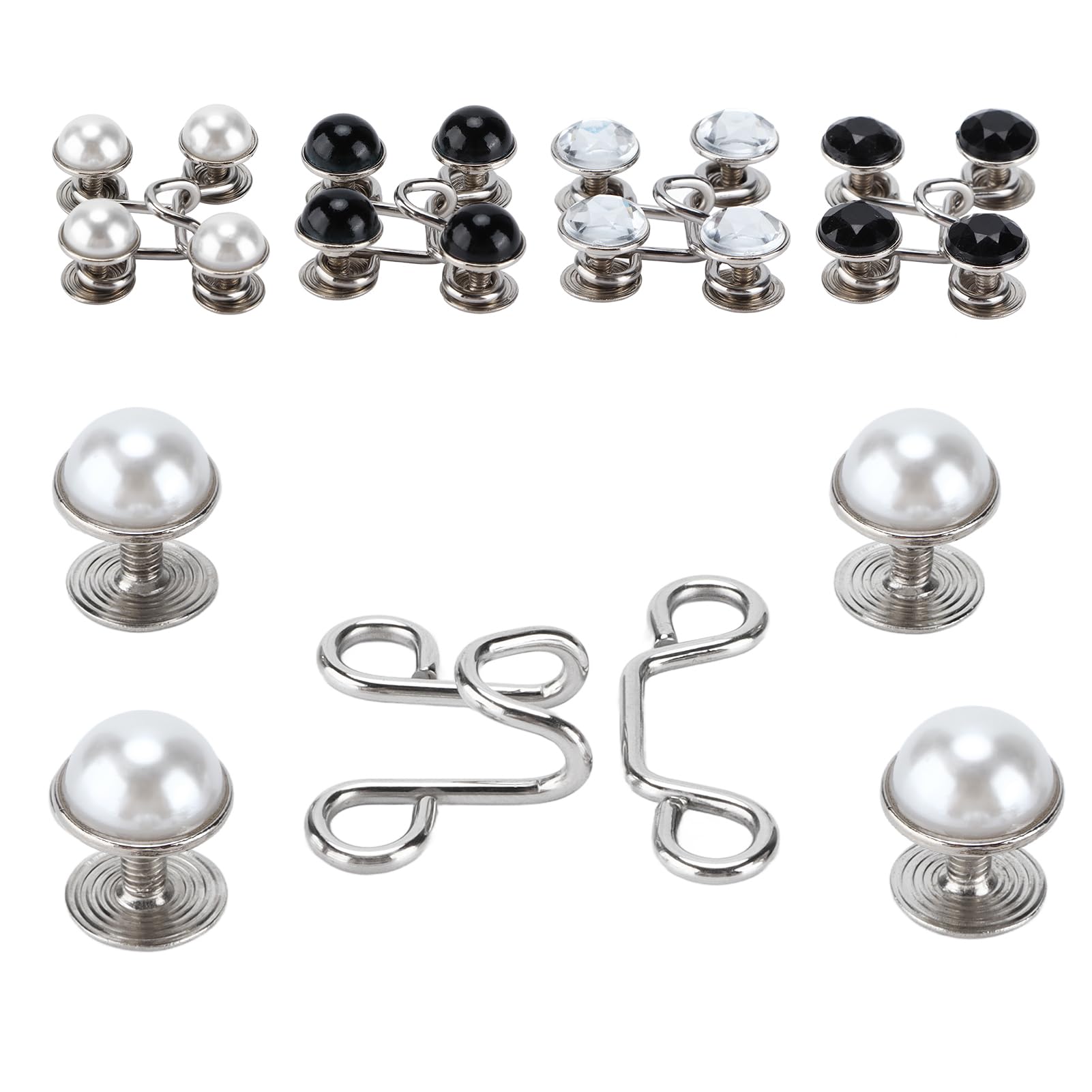 Tissting Boutons Jean Perle Blanche Réglables Lot de 4