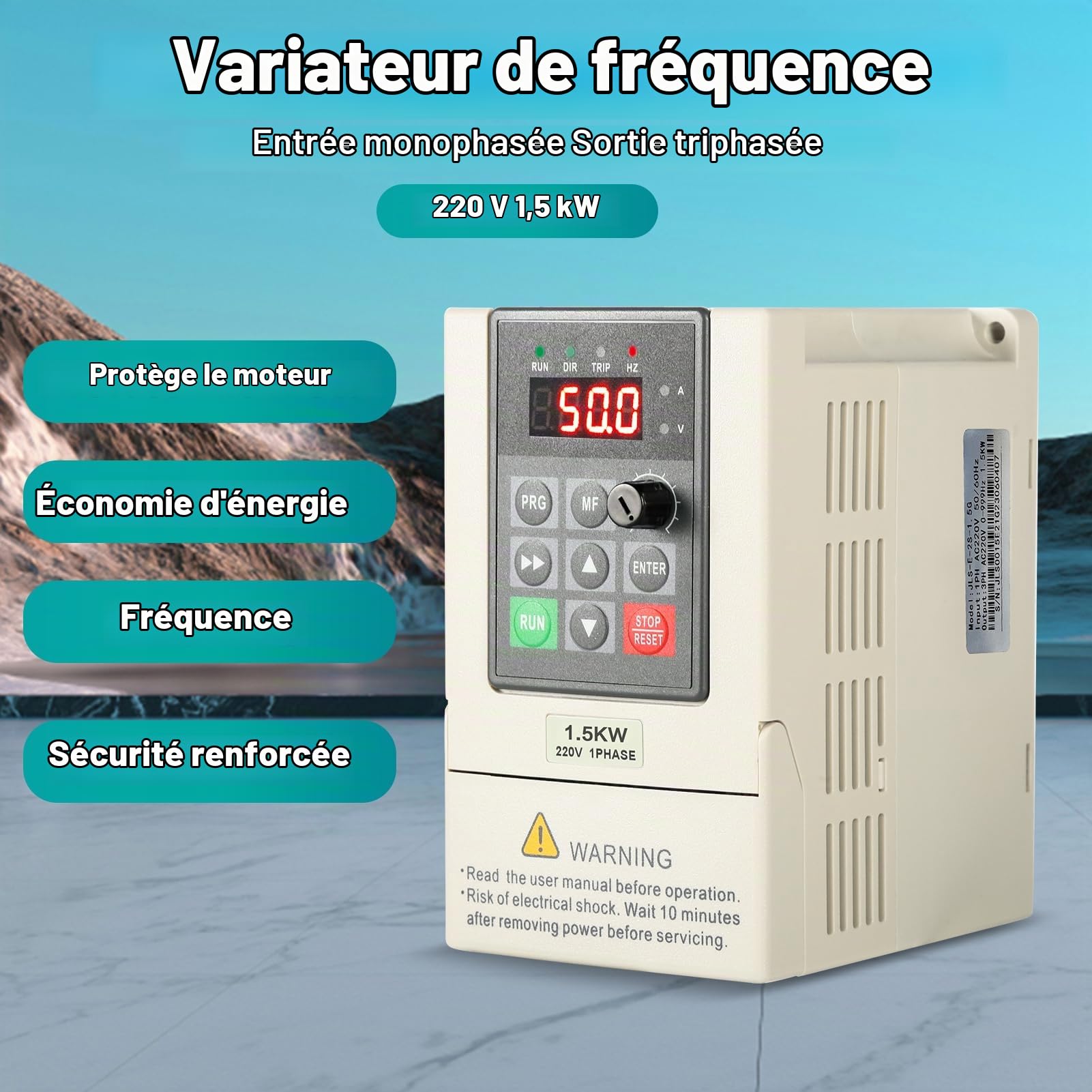 Jadeshay Installation Électrique variateur 220V 1,5kW mono-tri