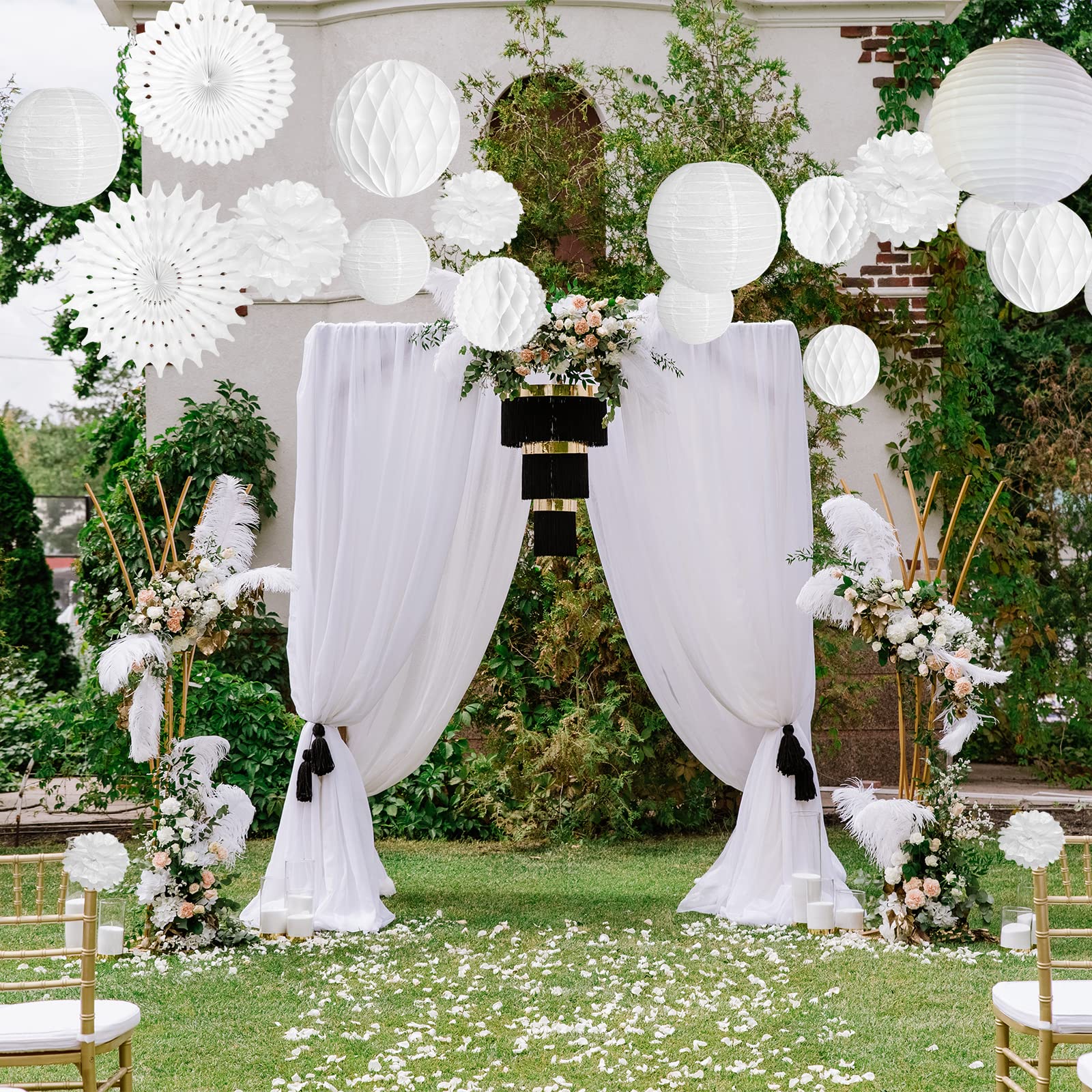 FEPITO Party Decorations déco papier blanc lot 16 mariage