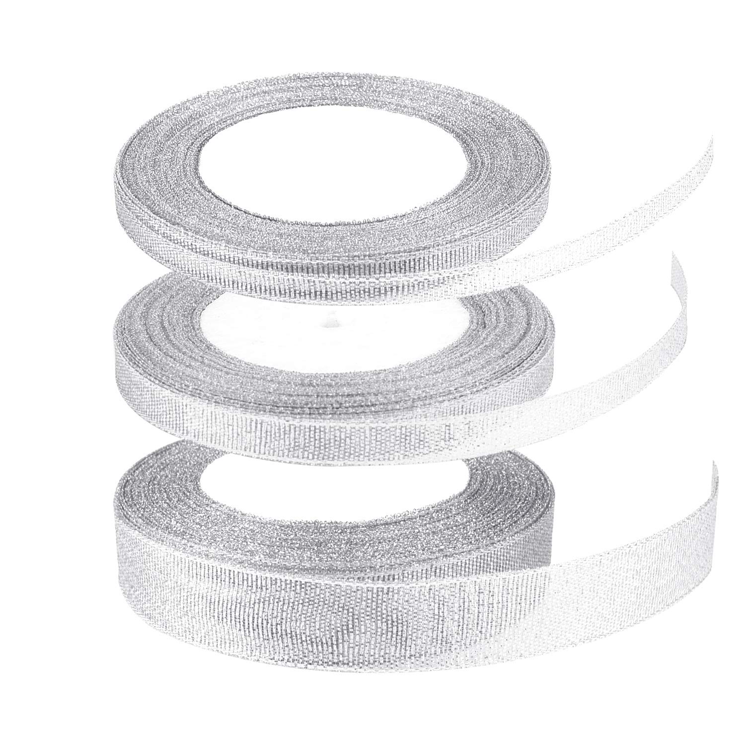 FEPITO ruban Noël argent organza 3 rouleaux 6/10/20 mm