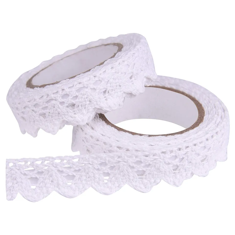 FEPITO Ruban Dentelle Blanc Adhésif 15 mm x 3,4 m Lot 2