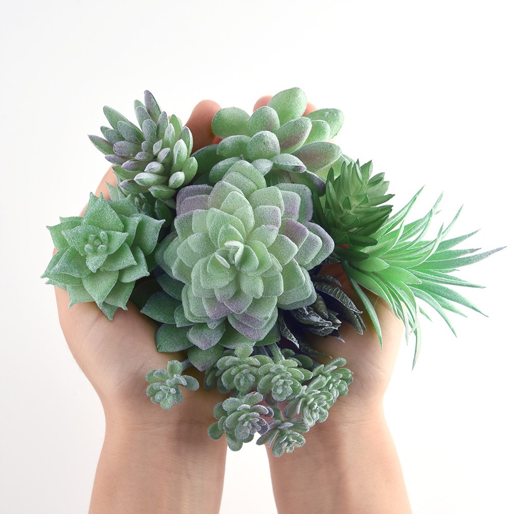 FEPITO Plantes succulentes artificielles vertes x15 mini