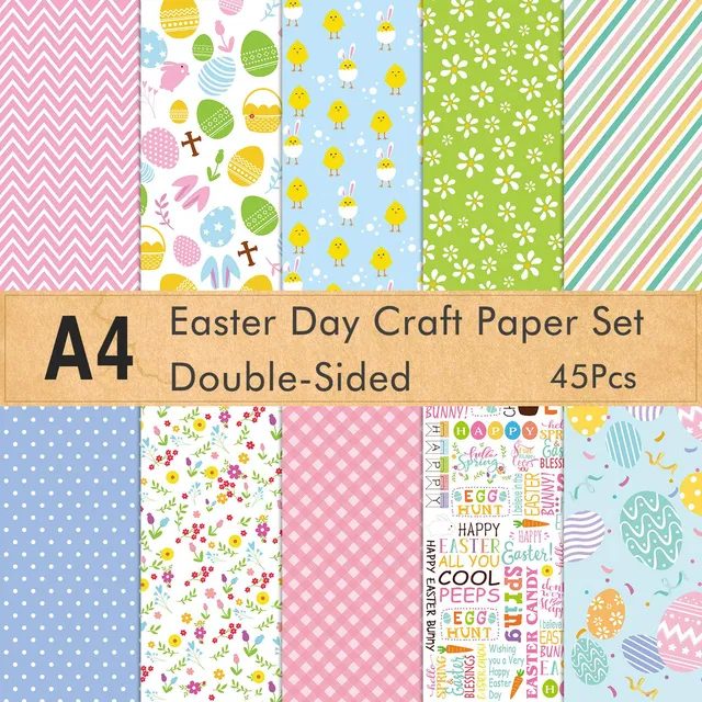 FEPITO Arts & Crafts 45 feuilles papier décoratif Pâques A4