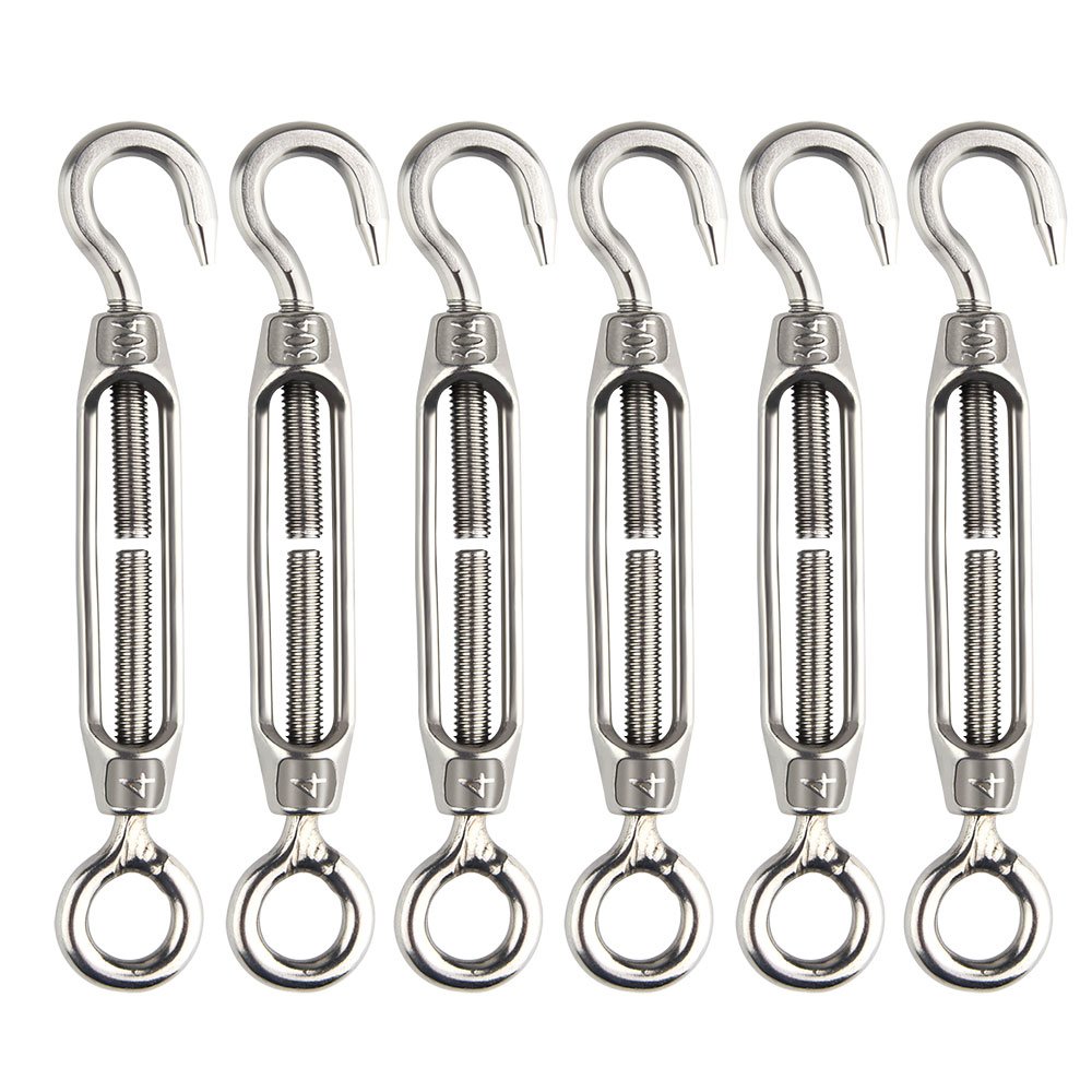 Fepito M4 Tendeur Fil Inox Crochet Oeillet Lot de 6