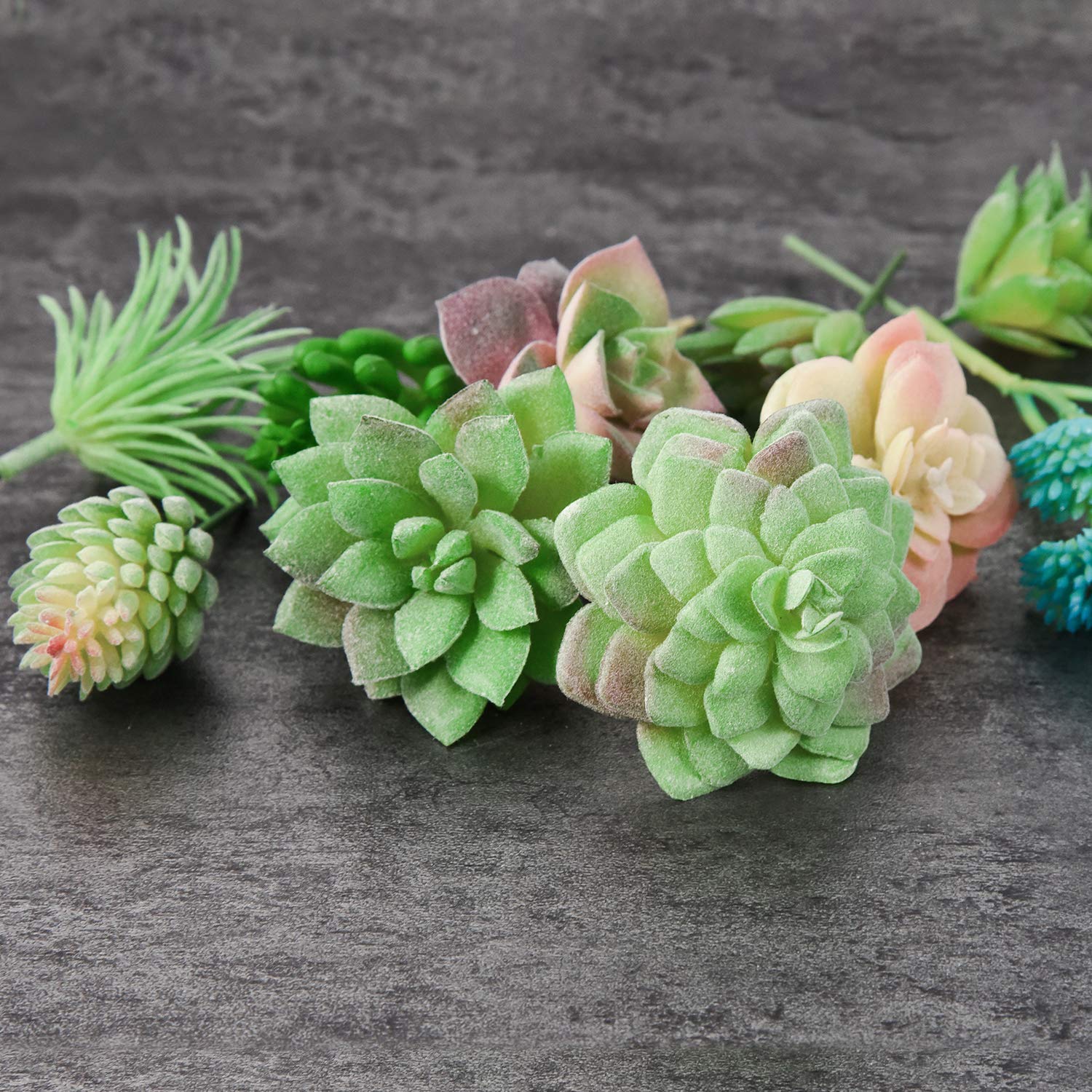 FEPITO Plantes succulentes artificielles vertes x15 mini