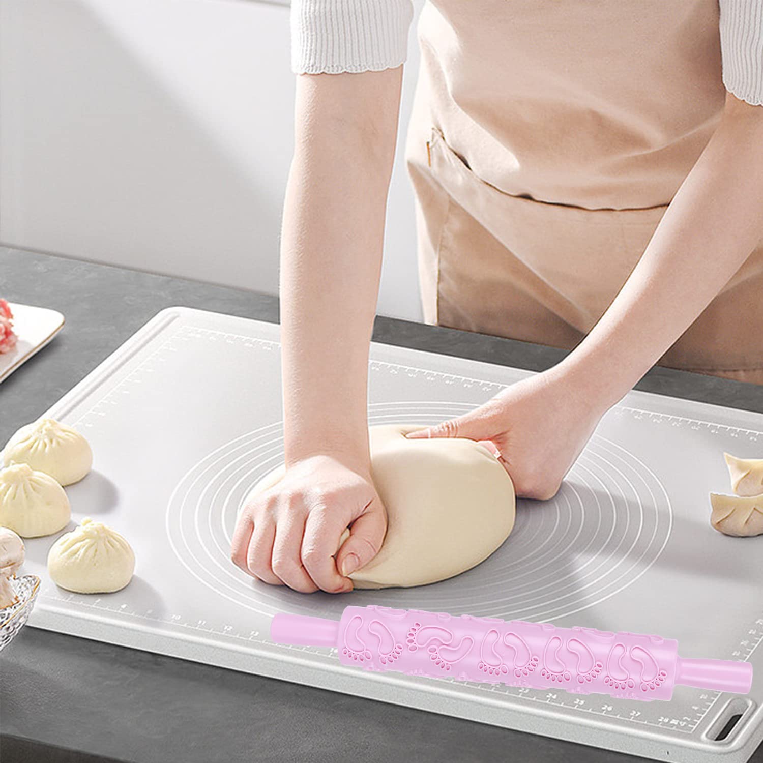 Tissting Rouleau Pâtisserie Relief Rose Motif 3D