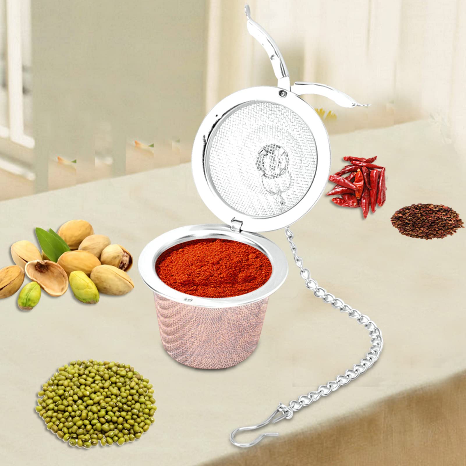 Tissting Kitchen Bathroom boule à thé inox L maille fine
