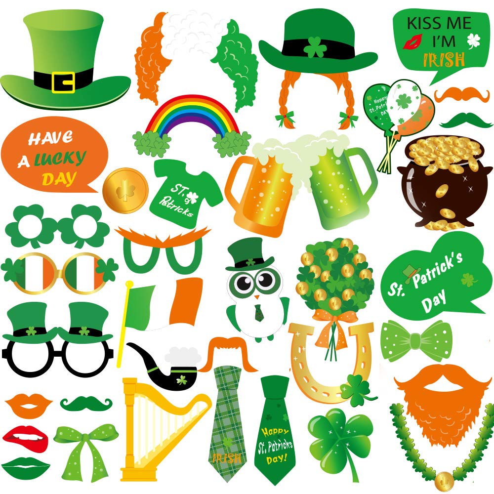 FEPITO Party Decorations photobooth Saint-Patrick 38 pièces carton