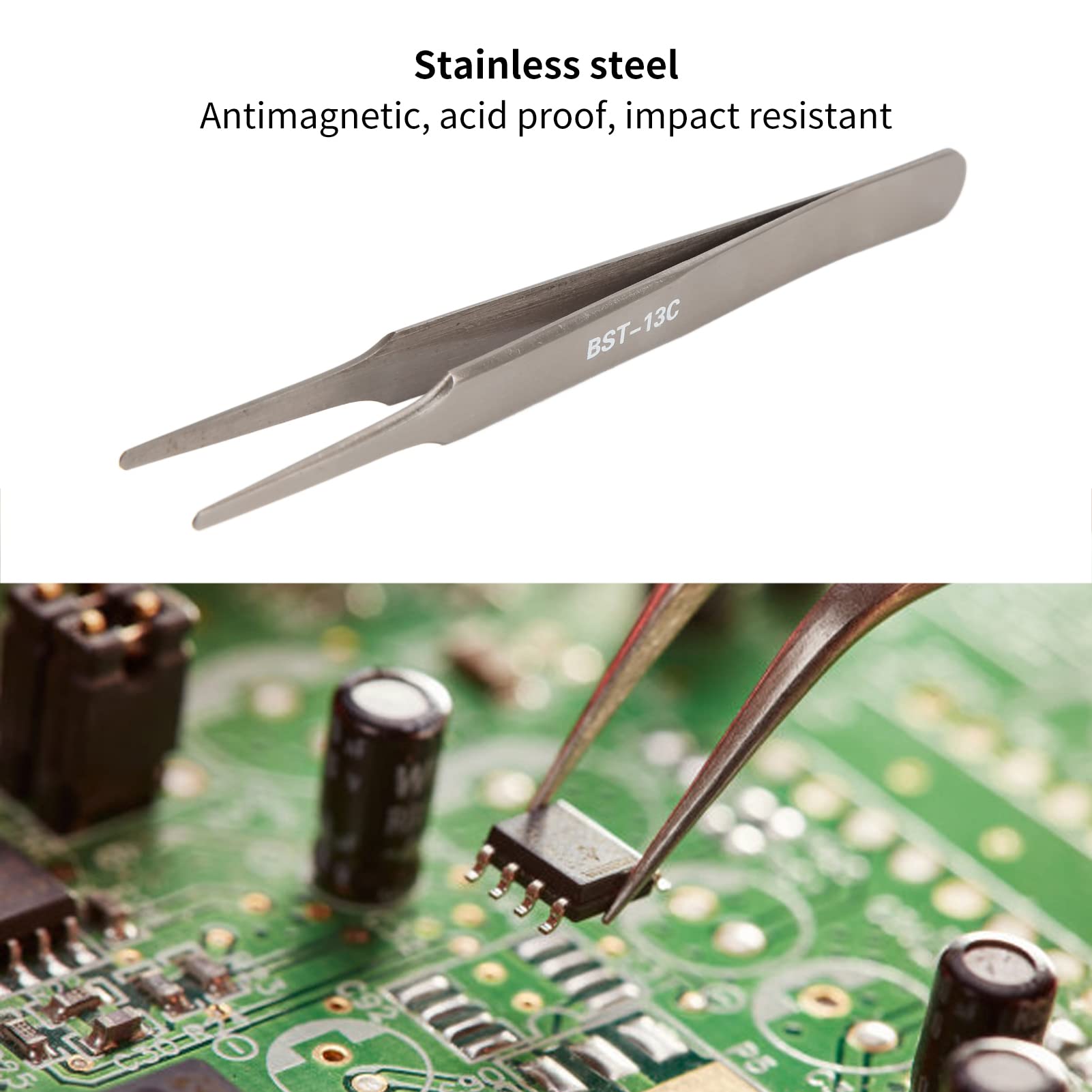 FTVOGUE Pincette inox antimagnétique tête ronde 115 mm
