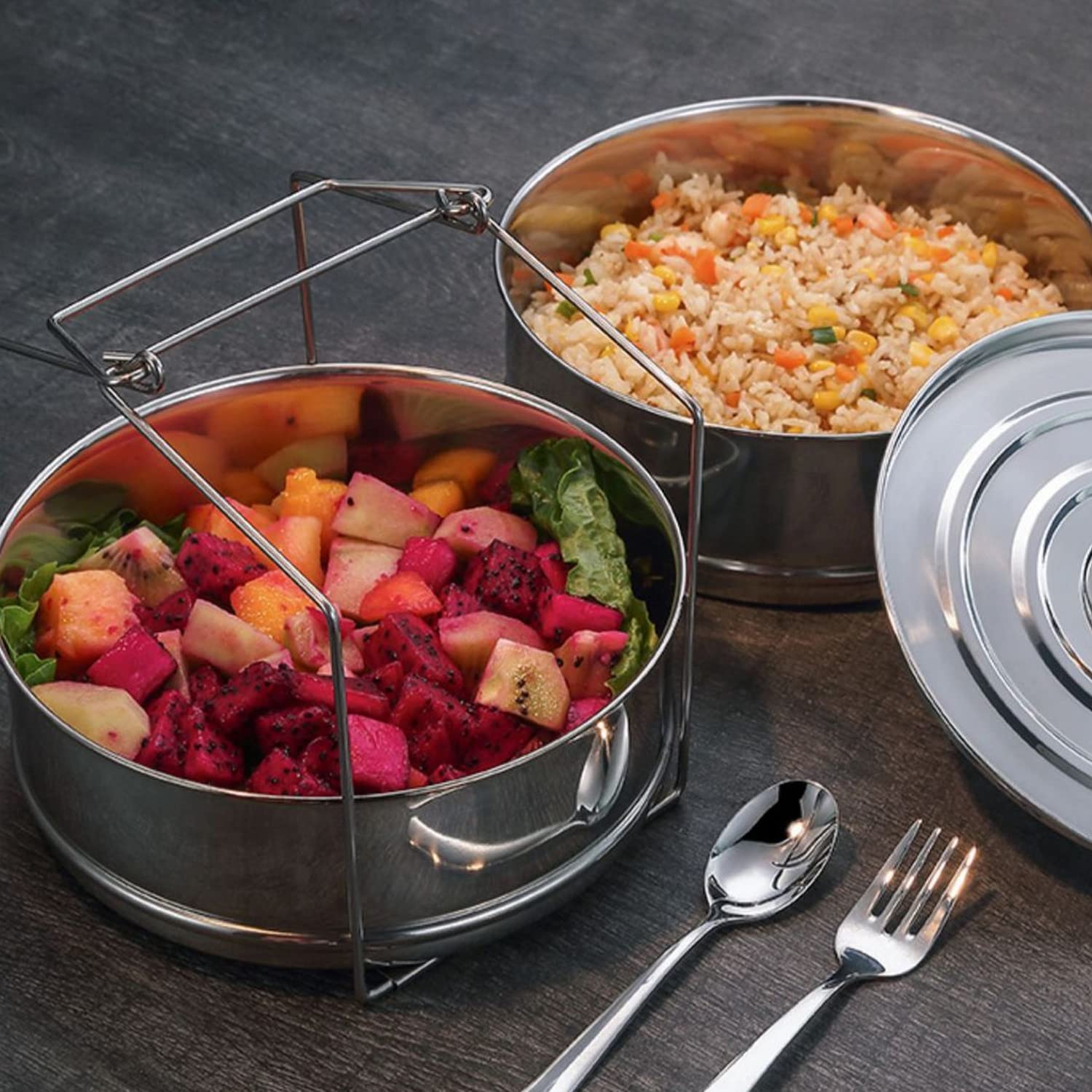 Tissting KITCHEN BATHROOM cuiseur vapeur inox 2 étages empilable