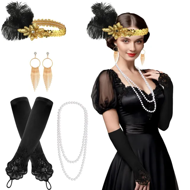 FEPITO 1920s set accessoires déguisement Charleston 7 pièces