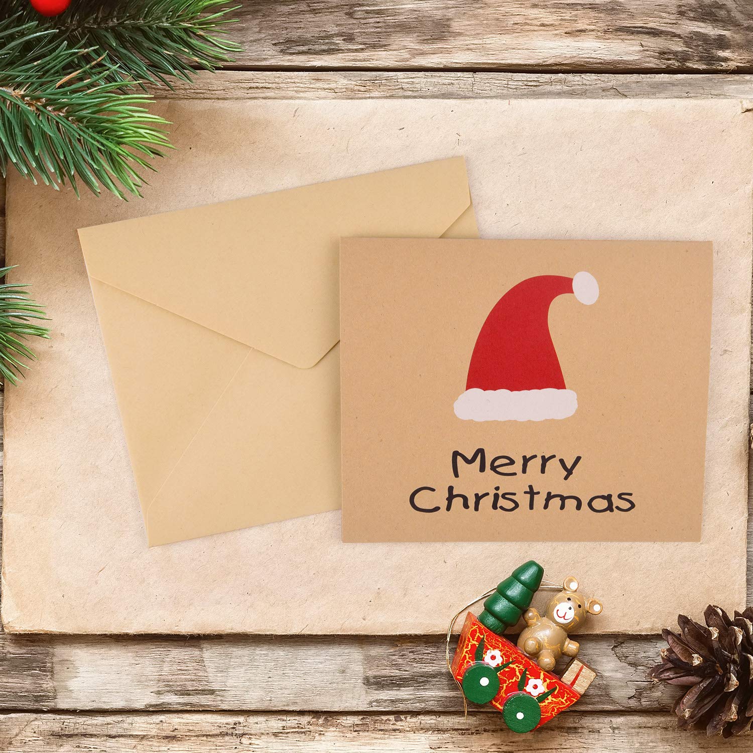 FEPITO Cartes Vœux Noël Kraft 30 Pièces + Enveloppes