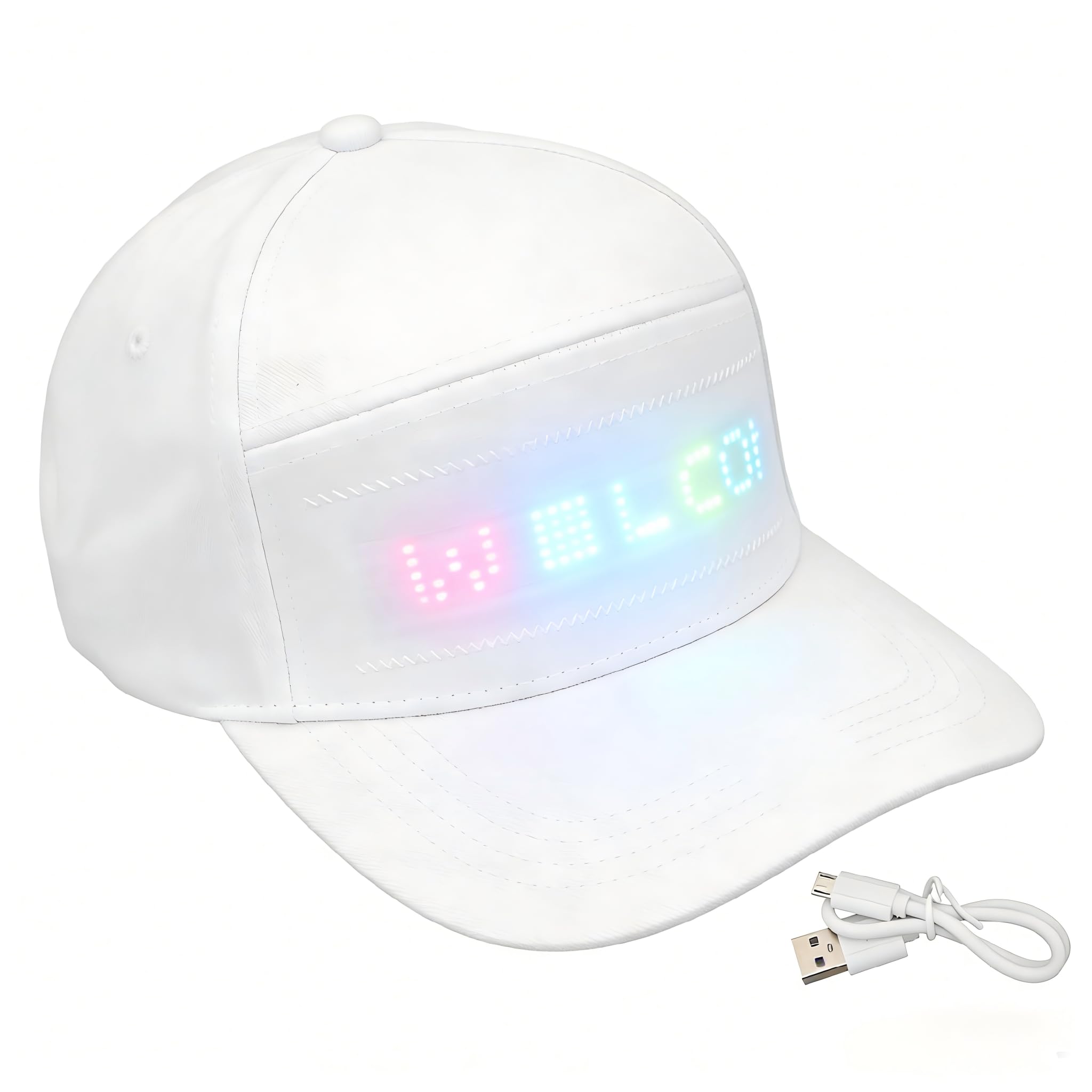 Tissting Casquette LED Bluetooth Blanche Coton