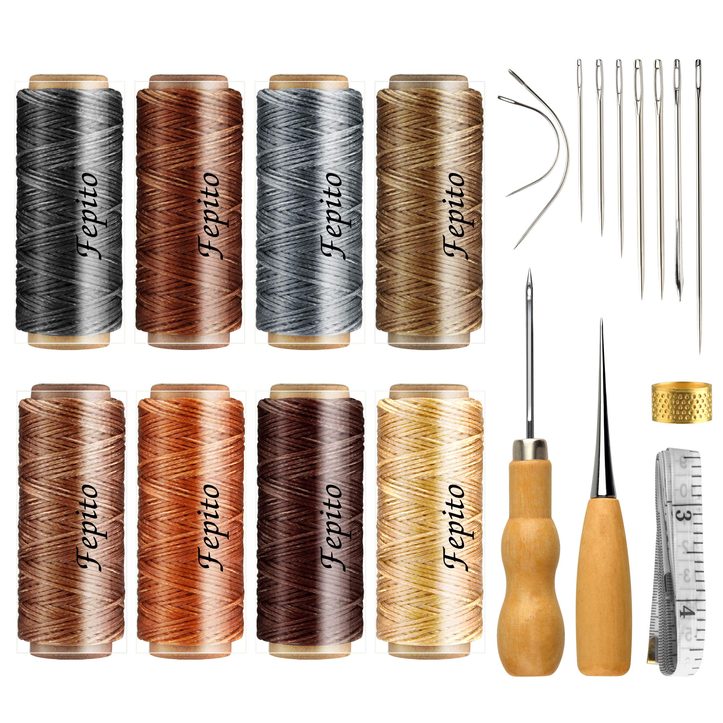 FEPITO fil ciré cuir 150D 8 couleurs kit 21 pièces