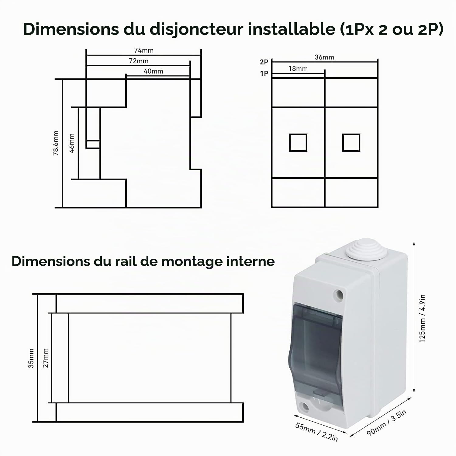 Tissting Boîte Distribution 2 Voies IP66 125x90mm