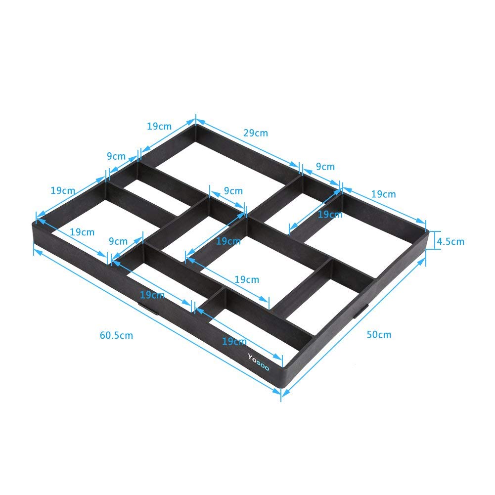 Ejoyous Garden moule pavage béton plastique 60x50 cm noir