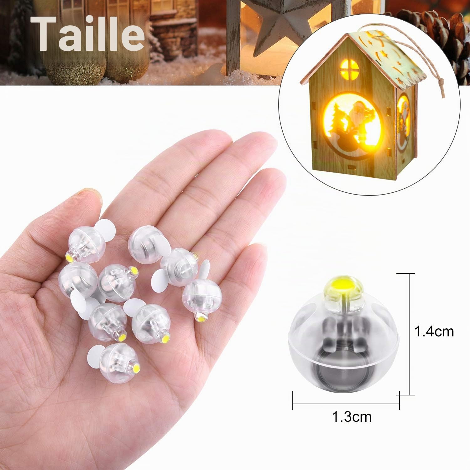 FEPITO Party Decorations boules LED jaune chaud 20 pièces 1,4 cm