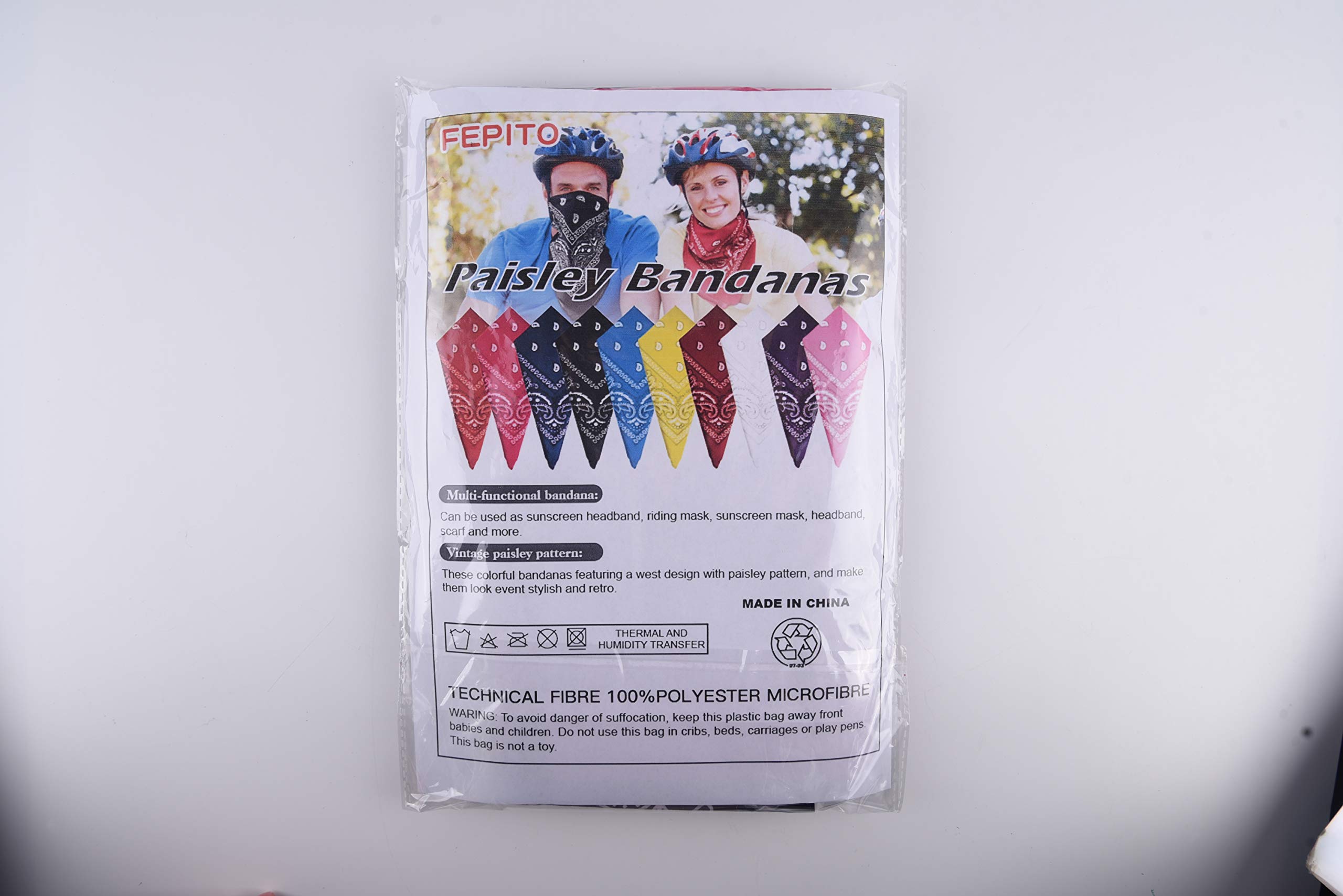 FEPITO Bandanas paisley coton x10 multicolore adulte