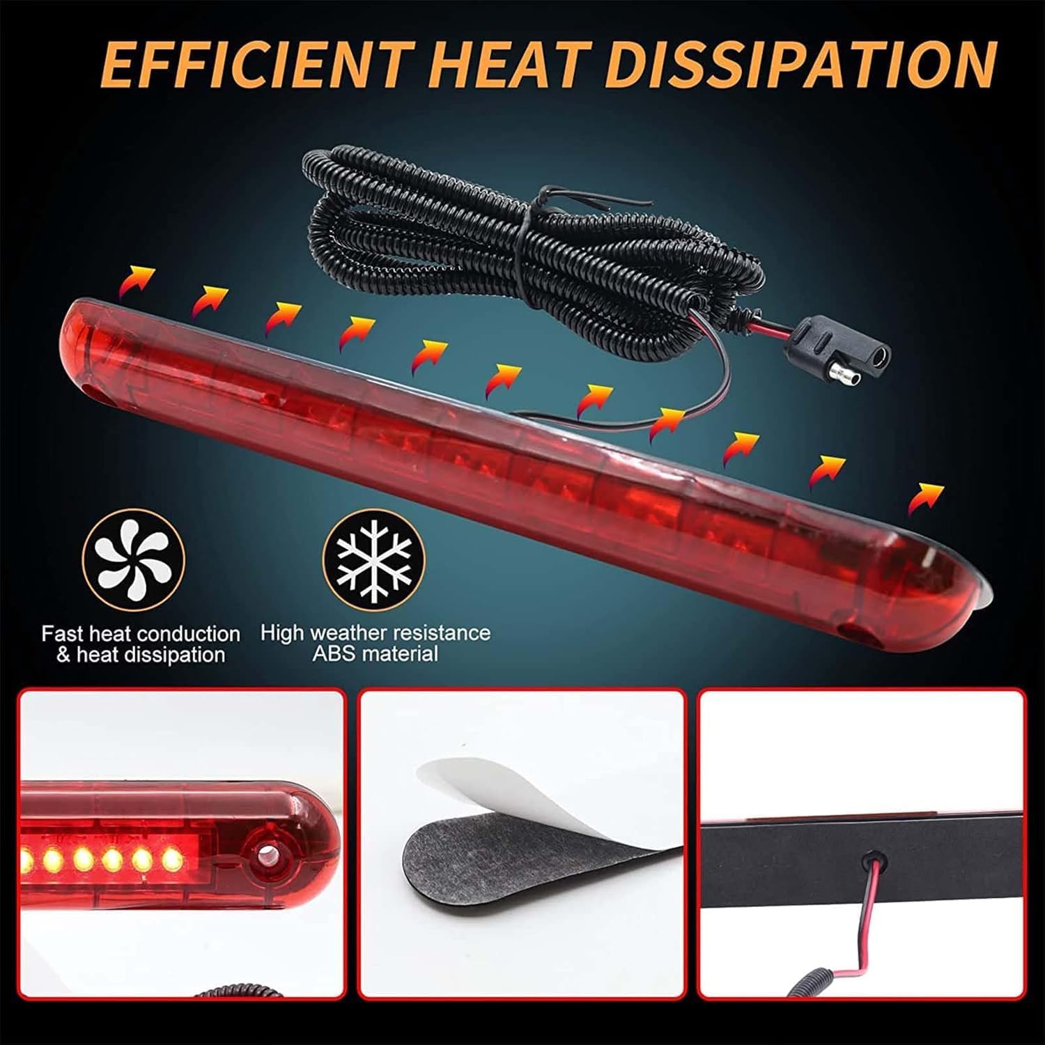 Ejoyous 24 LED feu stop 12V rouge universel etanche auto moto