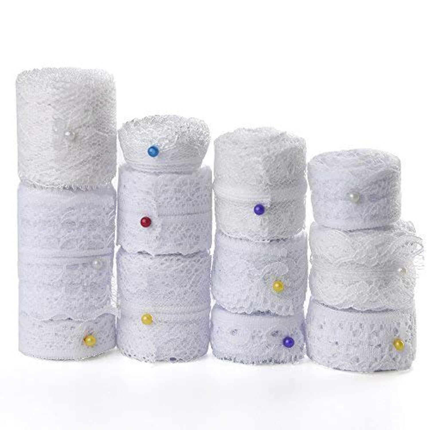 Fepito 12 Rouleaux Ruban Dentelle Blanche 39,6 m