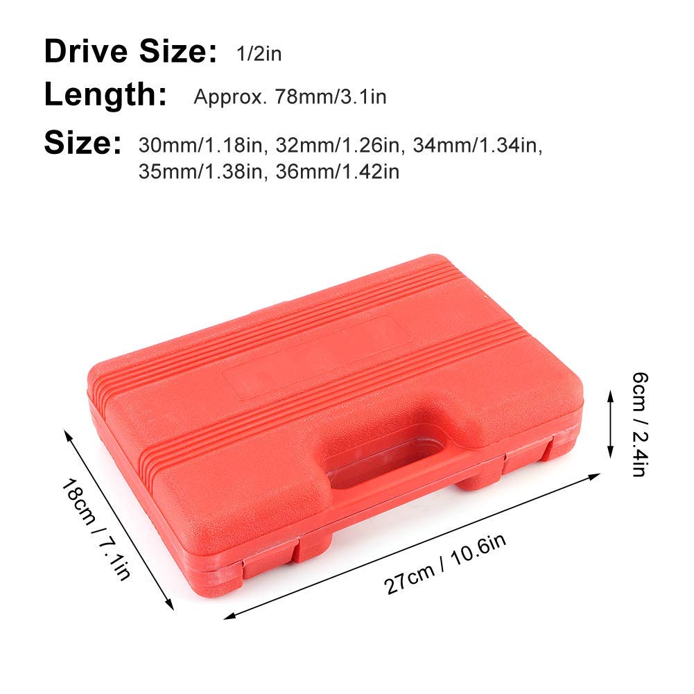 Ejoyous Home Improvement Tool jeu 5 douilles 1/2 30-36 mm