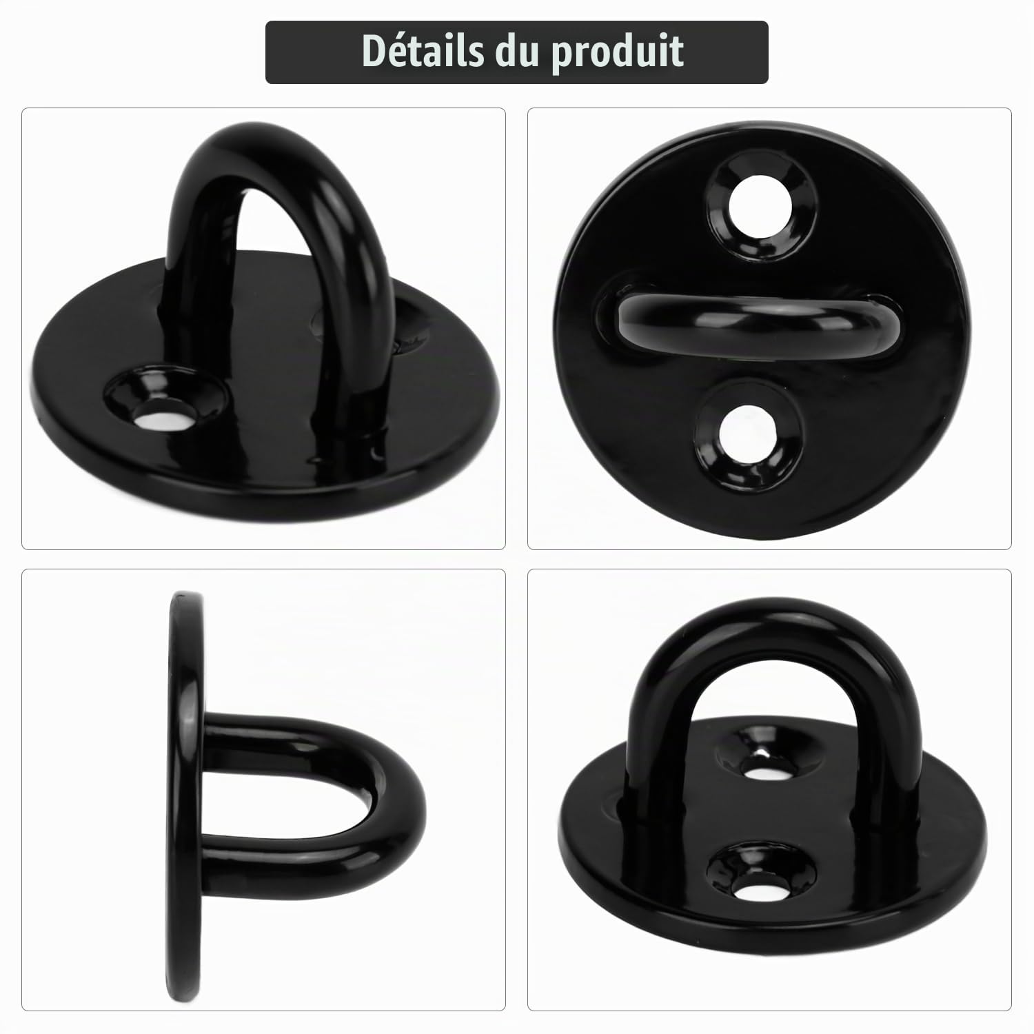 Tissting Crochet plaque à œil inox 304 5mm noir lot 5
