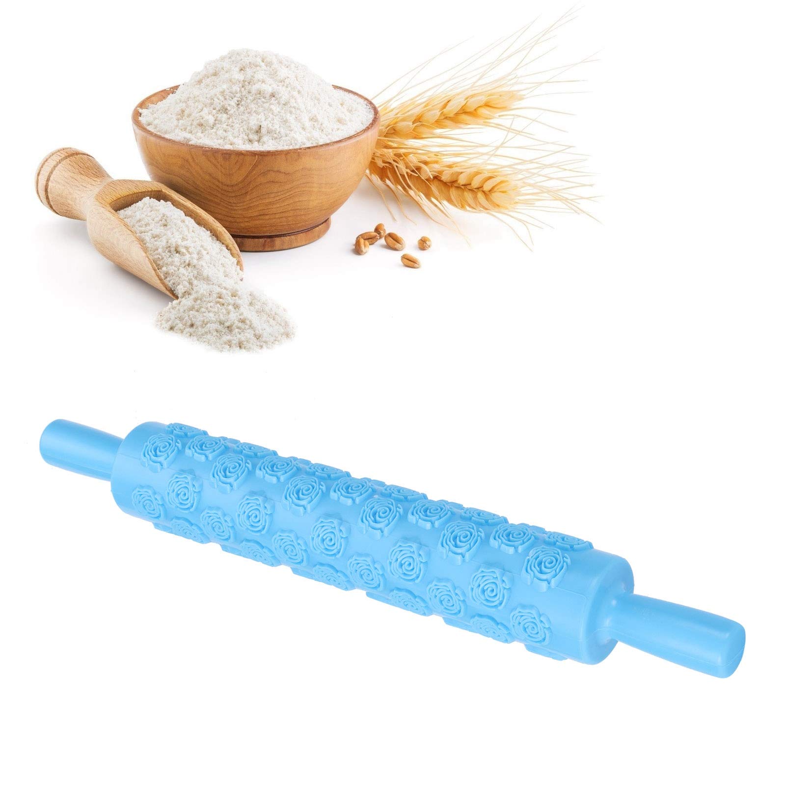 Tissting Rouleau à Pâtisserie Relief Bleu Plastique Alimentaire