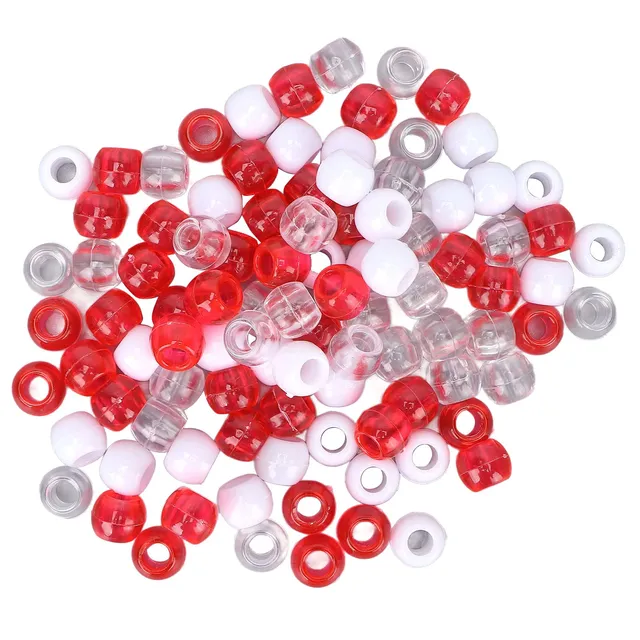 Tissting perles cheveux plastique rouge blanc 100 pcs