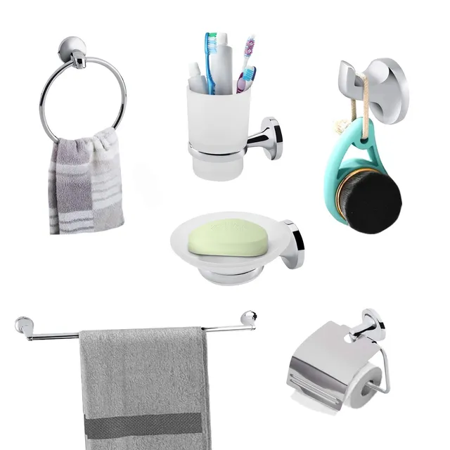 Ejoyous Bathroom kit accessoires salle de bain 6 pièces chrome
