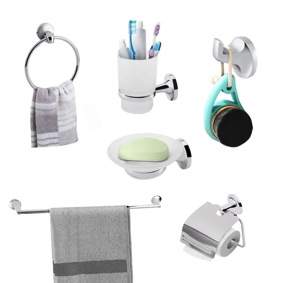 Ejoyous Bathroom kit accessoires salle de bain 6 pièces chrome