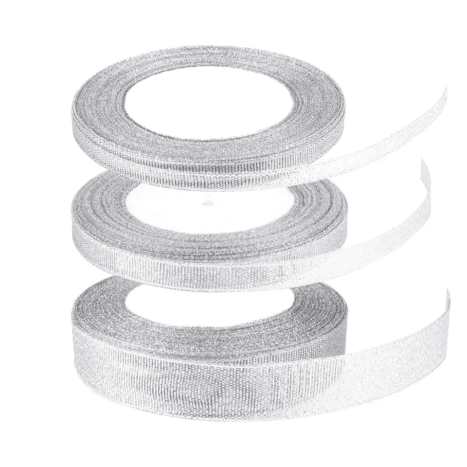 FEPITO ruban Noël argent organza 3 rouleaux 6/10/20 mm