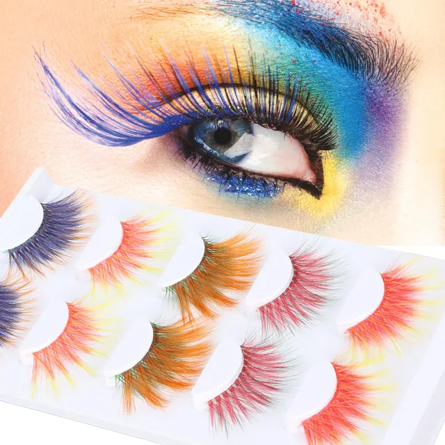 Tissting Faux cils colorés 6D longs lot 5 paires