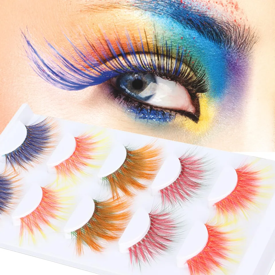 Tissting Faux cils colorés 6D longs lot 5 paires